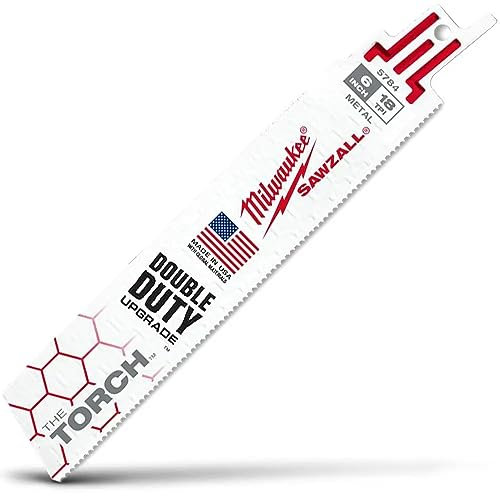 Milwaukee 48-00-5784 6, 18 Teeth per Inch, Super Sawzall Blades, Bi-Metal, 5 Säbelsägeblatt 48005784 (5) 150 x 1,4 mm Torch, Metall, Weiss/Opulenter Garten, 5