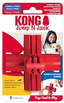 KONG Jump'N Jack - Hundespielzeug zum Kauen und für die Zahngesundheit - Aus Naturkautschuk - Für Mittelgroße Hunde