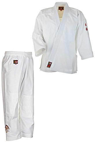 Ju-Sports Ju-Jutsu Anzug to start Kids Weiß 130 I Moderner Jujutsu Anzug Kinder I Kampfanzug inkl. weißem Gürtel I Doppelt verstärkter Brust- & Schulterbereich I 100% Baumwolle