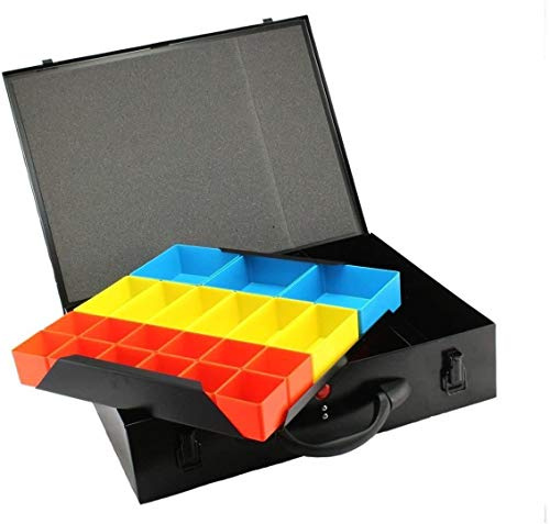 DJM Direct Metal Storage Screw Fixing Organiser Tool Compartment Box Case Black (Large Double (440 x 330 x 95mm))