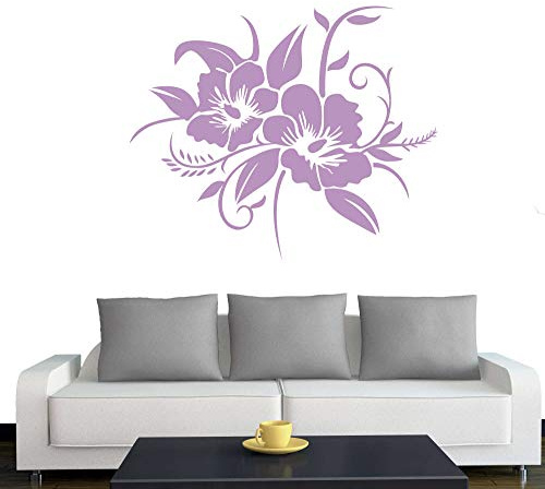 A690 Wandtattoo Hibiskusblüte 40cm x 33cm flieder (erhältlich in 40 Farben und 4 Größen)