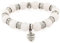Morella Damen Armband Steinperlen mit Anhänger Eule und Zirkoniasteinen elastisch weiß