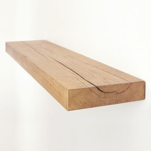 Funky Chunky Furniture Solid Oak Wood Floating Shelf - 19 x 4cm | Length: 80cm, Finish: English Oak