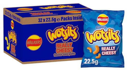 Walkers Crisps Wotsits Really Cheesy Snacks, 22.5g (Case of 32)