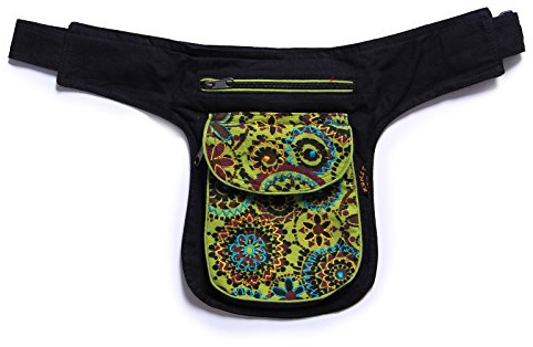 Kunst und Magie Bestickte Bauchtasche Sidebag Gürteltasche Festivaltasche, Grün