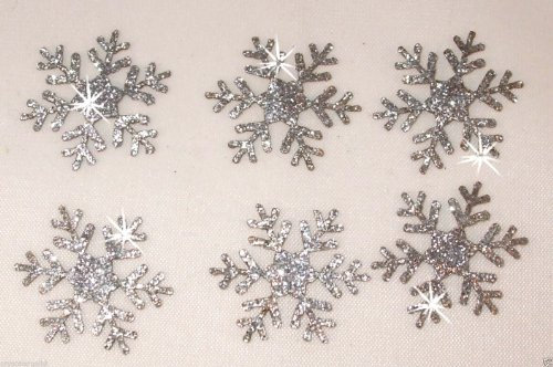 Silver 15 Glitter 1 Inch Snowflake Iron-On