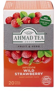 Ahmad Tea Wild Strawberry (Pack of 1, Total 20 Aluminium Foil Envelopes)
