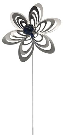 SKARAT A3011 Gartenstecker Blume aus Edelstahl Dekoration rostfrei (Farbe Perle: dunkelblau) - Made in Germany