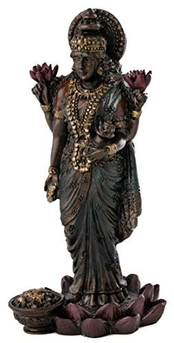 Top Collection Mini-Statue Lakshmi – Hindu-Göttin des Glücks und Reichtums Skulptur in hochwertiger Kaltguss-Bronze – 8,2 cm große Sammelfigur (Sm. Lakshmi)