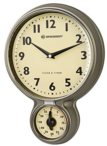 BRESSER MyTime - Reloj de Cocina y Temporizador Retro de Acero Inoxidable, 8020410HZI000