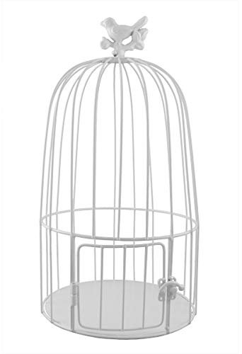 PrimoLiving Vogelkäfig aus Metall mit Vogel weiß P-371