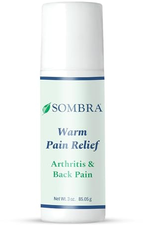 Sombra Warm Pain Relief Gel, Warm Relief for Arthritis and Chronic Pain Pre-Workout Muscle Rub Vegan Formula Free of Artificial Fragrances, Dyes, NSAIDs, Wax, Petroleum, Alcohol - 3oz Roll-On