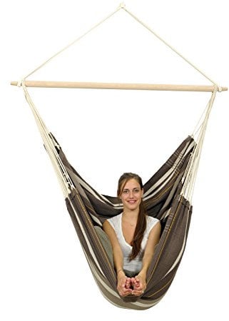 Amazonas - XXL Hängesessel Brasil Gigante | Hängesessel ohne Gestell mit großer Sitzfläche, handgefertigt in Brasilien | Belastbar bis 200 kg; Sitzfläche 2m x 1,4m; Stablänge 1,4m | Farbe: Café