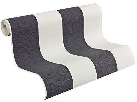 A.S. Création Pure Elegance Vliestapete mit Blockstreifen 0,53 x 10,05 m – Grau, Weiß – Streifentapete Made in Germany - 179050