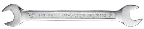 SW-Stahl 00117L Doppelgabelschlüssel 32 x 36 mm - Doppelmaulschlüssel | Maulschlüssel aus Chrom-Vanadium, Mattverchromt, DIN 3110, 15° Abgewinkelt, 326 mm Länge, für Werkstatt und Beruf