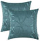CaliTime Kissenbezüge Kissenhülle Packung mit 2 Schalen für Couch Sofa Heimdekoration modern glänzend und matt Kontrast Kreise Ringe geometrisch 50cm x 50cm blaugrün