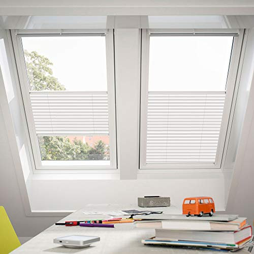 Original VELUX Faltstores Plissee FHL P06 1016S Für // GGL, GTL, GPL, GHL, GXL P06, 406 und GGU, GTU, GPU, GHU, GXU P06 // in Stofffarbe 1016 / Uni Weiß // Seitenschienen in Silber _31086
