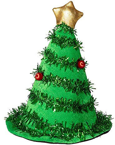 Boland 13406 - Hut Weihnachtsbaum für Damen und Herren, Hat Christmas Tree, Weihnachtsfeier, grüner Filzhut mit goldenem Stern und Girlanden Dekoration, Weihnachten, Karneval, Mottoparty, Dekoration