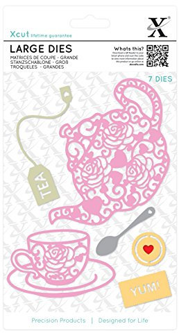 Xcut Large Dies Filigree Tea Time, 7 Pieces, Carbon Steel, Art Craft Cutting Tool Supplies, Beautiful Decoration, Card Making, Gift Tag, Wrapping, Scrapbooking, Invitation Making, Crafters Companion