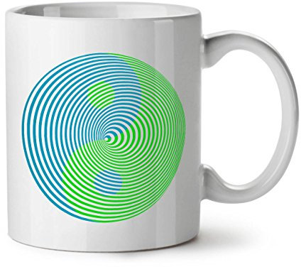 Yin Yang Spiral Mode Keramiktasse, Yin - 11 oz Tasse - Großer, Easy-Grip-Griff, Zwei-seitiger Druck, Ideal für Kaffee- und Teetrinker von Wellcoda