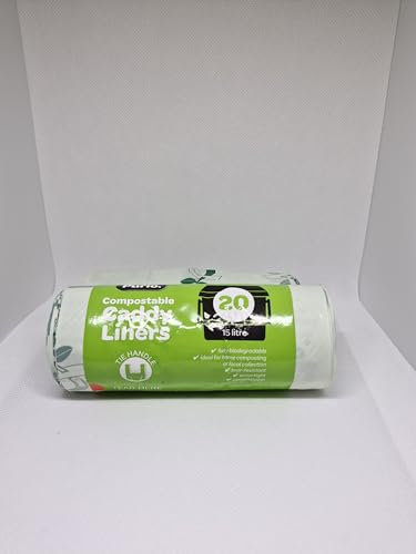 Purio 20 x 15 Litre Compostable Food Waste Caddy Bin Liners Biodegradable Bags 15L Green