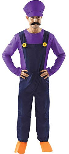 ORION COSTUMES Herren Schlechter Klempnergehilfe Lila Retro 80er Jahre Karneval Videospiel Kostüme