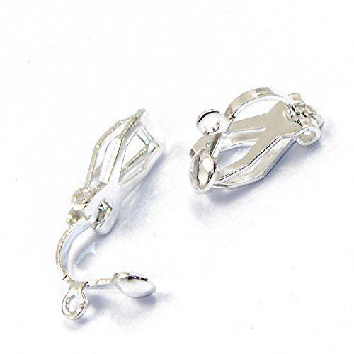 12pcs Ohrclips Clips Ohrringe Schmuck Earwire Findings Basteln Silber Weiß