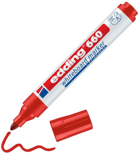 edding 660 Whiteboardmarker - rot - 1 Whiteboard Stift - Rundspitze 1,5-3 mm - Boardmarker abwischbar - für Whiteboard, Flipchart, Magnettafel, Pinnwand, Memoboard - Sketchnotes - nachfüllbar
