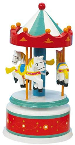 Spieluhrenwelt 16005 Holzkarussell 170 mm, rot/weiß