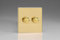 HDV4S Varilight Flat Plate Screwless Polished Brass 2 Gang 2x250W Dimmer Push Light Switch