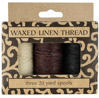 Lineco Naturale, Marrone, Nero 20yds Ogni Lino Cerato 5 Ply Thread 3/Pkg