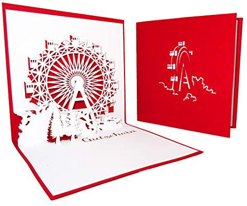 Pop-Up Karte Riesenrad 3D Karte als Einladung, Gutschein Kirmes, Einladungskarte & Geburtstagskarte