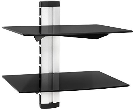 TecTake TV Wandregal Wandhalterung für DVD Player, Receiver (2 Ablageböden) silber