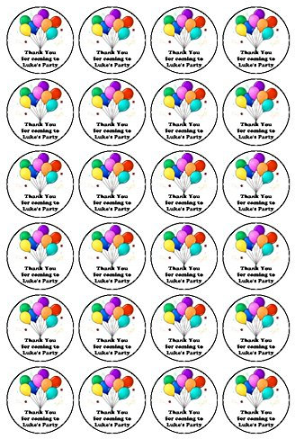 30 x Thank You for Coming to my Party Personalised 1.5 (3.8cm) PRE-CUT PREMIUM RICE PAPER Edible Cake Toppers