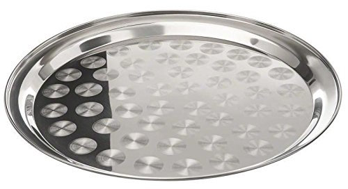 CONCEPT4U® Stainless Steel Round 35cm Serving Food Dish Thali Indian Balti Dinner Plate Party Restaurant Bar Waiters Cocktail Drink Mess Tray