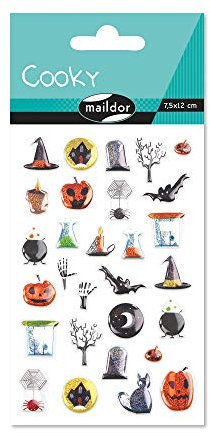 Maildor CY038O Packung mit Stickers Cooky 3D (1 Bogen, 7,5 x 12 cm, ideal zum Dekorieren, Sammeln oder Verschenken, Halloween) 1 Pack