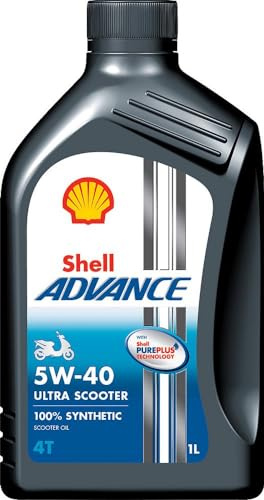 SHELL Motoröl 5W-40 Advance Vollsynthetiköl Motor Öl API SM Ultra Scooter 1L Kompatibel mit VESPA MOTORCYCLES S, SYM MOTORCYCLES SYMPHONY