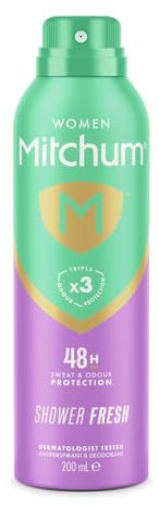 Mitchum Women Triple Odor Defense 48HR Protection Aerosol Deodorant & Anti-Perspirant, Shower Fresh, 200 ml