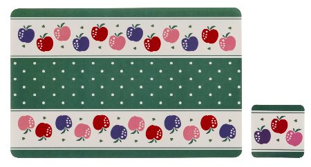 Premier Housewares 1203562 Placemats and Coasters, Vinyl, Multi-Coloured, Set of 4 - Candy Apple, H3 x W44 x D28cm