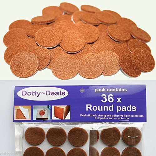 Dotty Deals 36 Felt Pads/Felt Furniture Protection Round Stickers – Sticky Coloured Self Adhesive for Wooden Floors