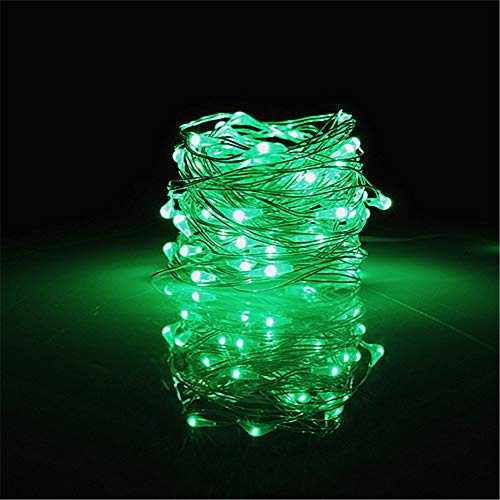 BUYERTIME 5M/16.4ft 50 LEDs Fairy String Lights, Battery AA Operated Silver Wire Fairy Lights for Indoor Bedroom Wedding Christmas Party Decoration (Green)