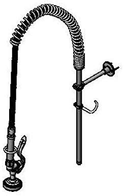 T&S Brass B-2250-B-18R Pre-Rinse Assembly, 44 Stainless Steel Flex Hose, 1.15 GPM Spray Valve, 18 Riser and 6 Wall Bracket