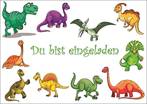 Edition Colibri 10 Dinosaurier-Einladungen/Geburtstagseinladungen Kinder Mädchen Jungen: 10-er Set Einladungskarten zum Kindergeburtstag oder ins Museum (10729)