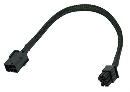 Phobya 6Pin Netzteil Verlängerung 30cm - Schwarz Kabel Lüfterkabel und Adapter