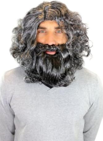WIG ME UP - 6098A+B-P103-68 Karneval Fasching Perücke & Bart Urmensch Neandertaler Waldschrat Einsiedler
