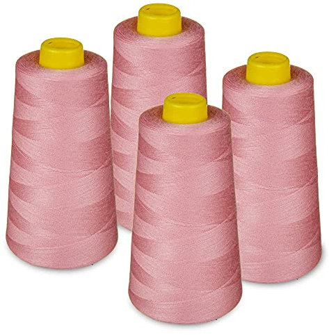 Lialina 4 Konen Overlockgarn - 153 Altrosa, OEKO-TEX, Garnstärke 40S/2 (120), Länge je 2700m, 100% Polyester - Nähgarn Set für Overlock Nähmaschinen