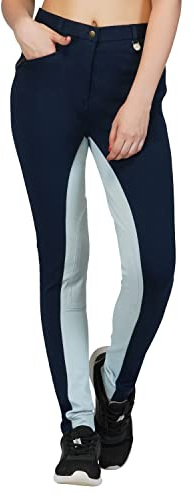 Mallas de equitación para niños Discount Pet Accessories, tejido elástico, de dos colores, Infantil, color Navy Baby Blue, tamaño 22''(age 7 - 8 years)