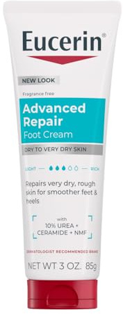 Eucerin Advanced Repair Foot Cream, Unscented Foot Cream for Dry Feet and Heels, 3 Oz Tube, Pack of 1