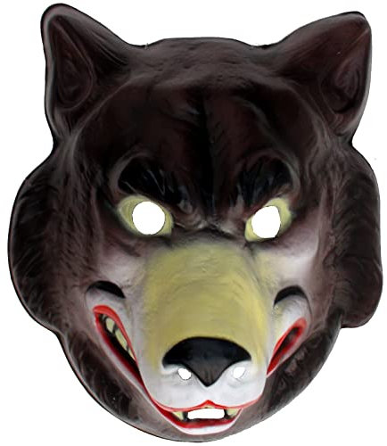 Spassprofi Maske Wolf Halbmaske zum Aufsetzen Plastik Tiermaske Wolfsmaske Faschingsmaske