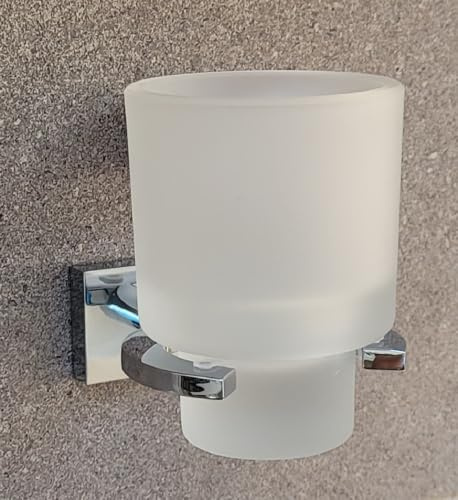OBI Vallona Zahnbecher mit Wandhalter Milchglas verchromt